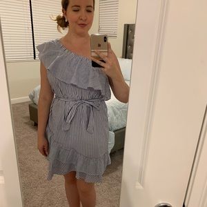 Eclair Dress One Shoulder Blue Sz L!